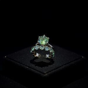 Green Moissanite Ring Set - 6 Carat - Sterling Silver .925 - Size 8